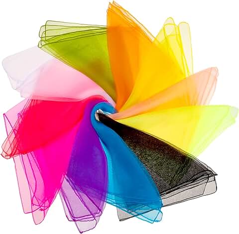 Heyu-Lotus 15 Paños de Malabares de Colores 60 x 60 cm Cuadrados de gasa para Niños, Pañuelos de Baile, Bufandas de Rendimiento, Juguetes Sensoriales, Guardería, Accesorios de Fiesta  