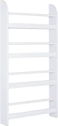 HOMCOM Estantería de Pared de Libros con 4 Estantes Librería Infantil para Hogar Oficina Carga 30kg 59x12x113cm Blanco  