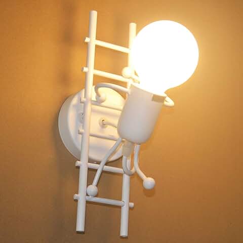 Humanoid - Lámpara Creativa Moderna de Pared Interior, Aplique de Pared E27, para Dormitorio, Salón, Habitación Infantil, Pasillo, Escalera (blanco)  