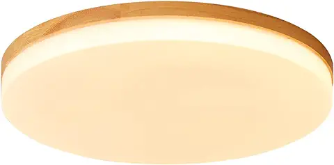 Huuloohuu Lampara Techo Led 24W Modernas Redondo Plafon Led Techo 3000k Luz Cálida 1740LM Lampara Techo Madera Ø38cm Adecuado Para Uso Interior Dormitorio Baño Salón Cocina Pasillo Oficina  