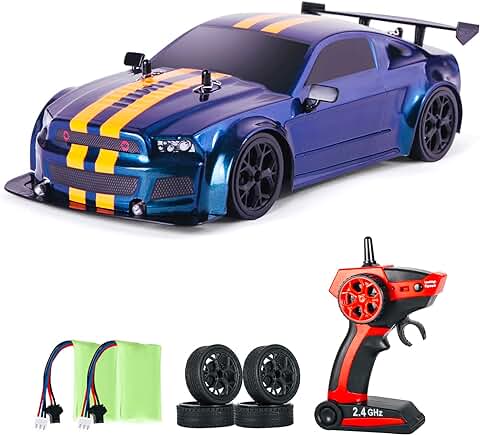 IBlivers Coche Teledirigido, 1:14 RC Drift Coche 4WD - Car Vehículo de Alta Velocidad - Carreras Drifting, Regalos de Juguete para Niños y Adulto  