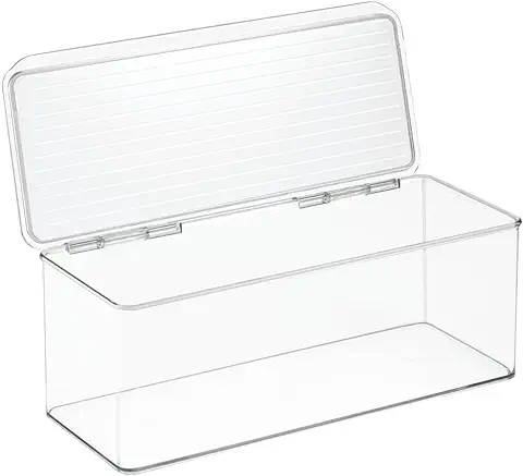 IDesign Cabinet/Kitchen Binz Cajas de Almacenaje, Organizadores de Cocina de Plástico, Cajas Apilables con tapa para los Alimentos, Transparente  