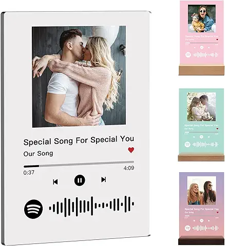 IDIY Placa Spotify Personalizada Regalo con Foto y Luz - Colorida Placa de Música Código Spotify Escaneable - Regalos Decoración Originadosles para Pareja Madre Novio Aniversario  