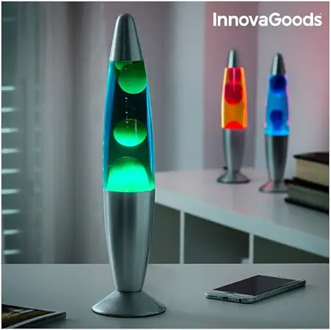 InnovaGoods® Lampara de Lava, Lámpara de Lava Relajante, Lamparas de Mesita de Noche, Funciona con una Bombilla R39 de 25W, Ideal para Habitación, Salón, Sala de Estar. (Color Rojo)  