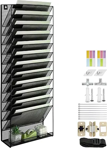 IOUGDSEC Soporte de Malla A4 de 13 Niveles para Colgar en la Pared, Organizador de Documentos, Organizador de Correo, Estante de Almacenamiento de Revistas, Bandeja de Almacenamiento de Cartas  