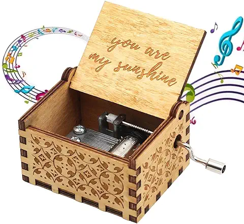 IUKUNNE Caja Música Madera,Tema Retro Caja Música,You Are My Sunshine,Caja MúSica Tema,Caja Música Antigua Regalo,Caja Musical Manualidades,Mini Caja Música Manivela,Cajas Musicales Madera Manivela  