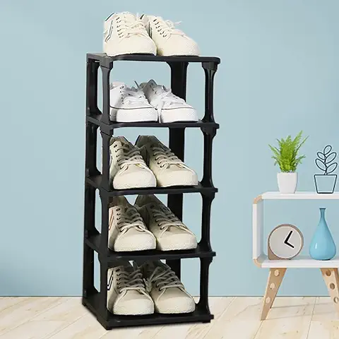 J TOHLO Shoe Rack Organiser Estante Zapatero,Zapatero de 4 Niveles,Estante para Zapatos,Zapatero Armario Organizador Organizador de Zapatos,Zapatero Apilable Organizador de Almacenamiento de Zapatos  