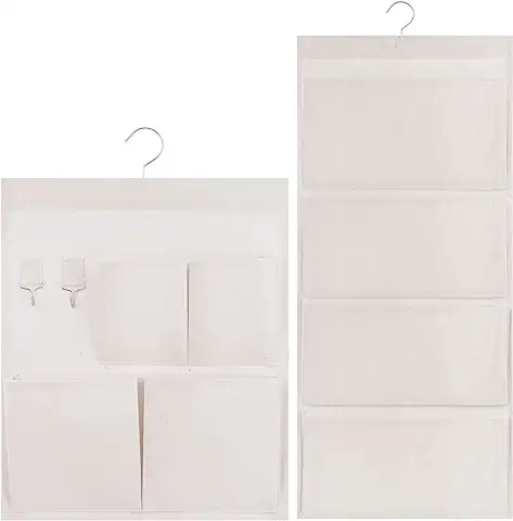 Jeesblsy Organizador Colgante, Bolsa de Almacenamiento para Colgar Pared con 4 Bolsillos, Impermeable Tela de Lino Colgante Puerta Organizadores para Baño, Oficina, Habitación Infantil (2 Piezas)  