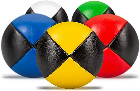 Juego de 5 Pelotas de Malabares con Instrucciones Impresas (DE) - Pelota de Malabares de 62 mm - Relleno de mijo de Pájaro - Imitación de Cuero Repelente al Agua  