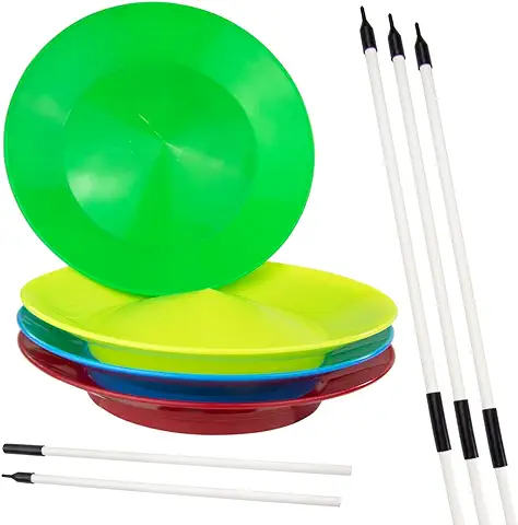 Juggle Dream Juego de 4 Platos de Malabarismo con 4 Palos Divisibles - Platos Giratorios de Rendimiento de Circo - Juguetes de Malabares  