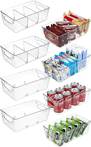 Jutyum 8Pcs Organizador Nevera, Organizador Cocina Apilables, Organizador Frigorifico, Organizador Armario Cocina Transparente, Organizador Cocina Almacenamiento para Bebidas, Frutas, Verduras  