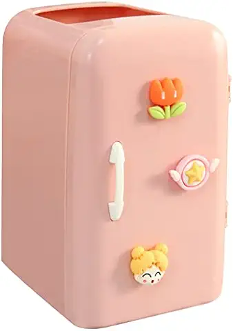 Kawaii - Organizador de Escritorio con Calcomanías 3D, Bonita Bandeja de Almacenamiento para Lápices y Marcadores en Forma de Refrige para Oficina, Escuela, Suministros para el Hogar, Accesorios  