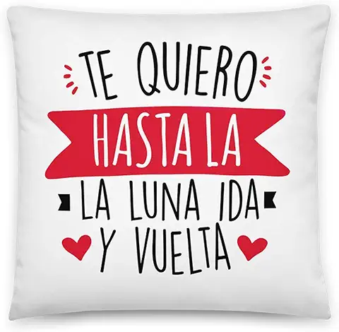 Kembilove Almohada para Parejas – Cojín Blando para Parejas con Mensaje Te Quiero Hasta la Luna IDA y Vuelta – Cojines Originales para Regalar a Enamorados el día de San Valentín  