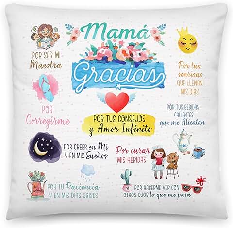 Kembilove Cojin Regalos día de la Madre – Regalos Originales para Mujeres – Cojines Originales con Frases Graciosas Mamá Gracias – Regalos Originales para Cumpleaños  