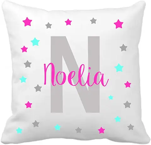 Kembilove Cojín Infantil Personalizado con Estrellas – Cojín Infantil Guardería Personalizado con el Nombre de la Niña – Cojines Ultra Suaves y Cómodos – Regalos Originales  