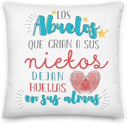 Kembilove Cojín para Abuelo – Cojines Originales y Decorativos para Abuelos – Cojín con Mensajes Los Abuelos Dejan Huellas – Regalos Originales para Regalar el día del Padre  