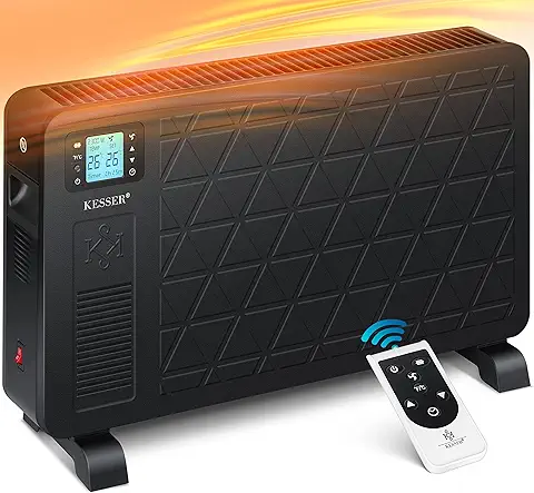 KESSER® Termoconvector Premium 3 Potentes Niveles de Calefacción, Incluye Mando a Distancia, Termostato, Calefacción Eléctrica LCD, Temporizador Móvil, Ahorro de Energía  