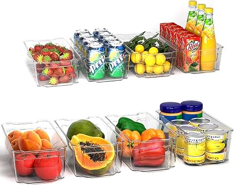 KICHLY Organizadores para la Despensa - Juego de 8 -Compartimentos de Almacenamiento para la Cocina, Despensa, Armarios, Encimeras y Refrigerador - sin BPA (Transparente)  