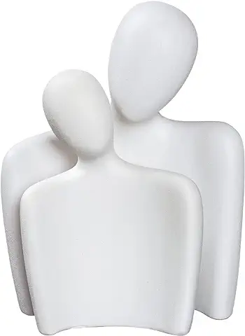 Kityemo Estatua de Pareja de Cerámica, Decoración de Escultura Abstracta, Estatua de Amor Creativa como Adorno para Sala de Estar Dormitorio Oficina, Figurilla Blanca, Regalos para Parejas.  