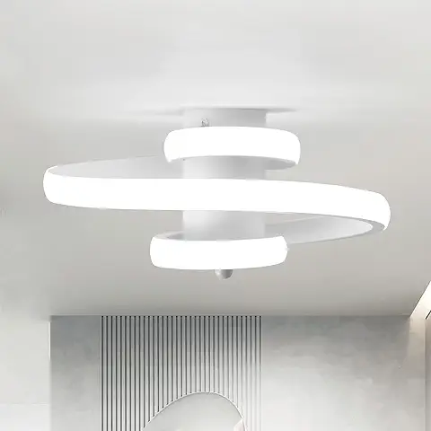 Kiwaezs Lámpara de Techo LED Moderna 22W, Lámpara de Techo Creativa para Pasillo en Espiral, Lámpara de Techo de Metal Adecuada para Pasillos, Restaurantes, Baños, Escaleras, luz Blanca 6500K  