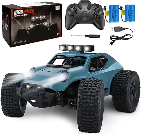 Kizeefun Coche Teledirigido, 2,4 GHz 1/20 RC Auto Todoterreno 20 km/h Todos los Terrenos, Juguete Eléctrico, Coche Todoterreno RC con 2 Baterías de Reproducción y Faros LED Regalo para Niños  