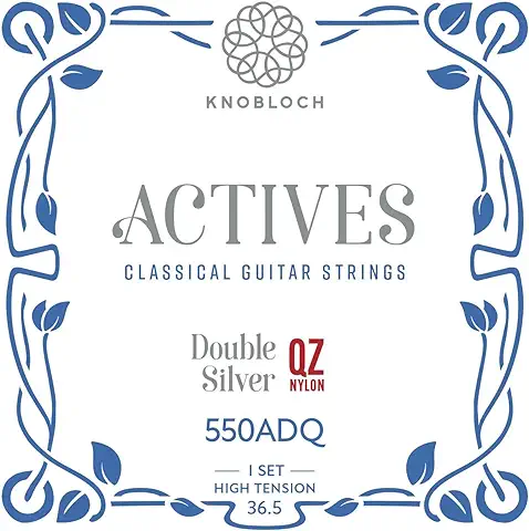 KNOBLOCH STRINGS - Cuerdas de Guitarra Española | 550ADQ Actives Silver Brillantes | Alta Tensión 36.5 | Agudos Suaves | Sonido Lírico y Potente | Juego Cuerdas Flamenca y Clásica | Hechas en España  