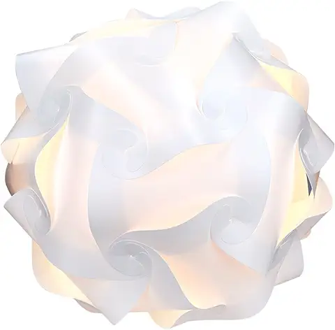 Kwmobile Lámpara Puzzle DIY 30 Piezas - Lámpara de Techo Blanca con 15 Diseños Diferentes - Iluminación y Decoración - Diámetro 27 CM Tamaño M  