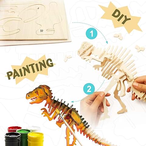 La Vida en LED DIY Dinosaurio T-Rex Puzzle 3D de Madera  