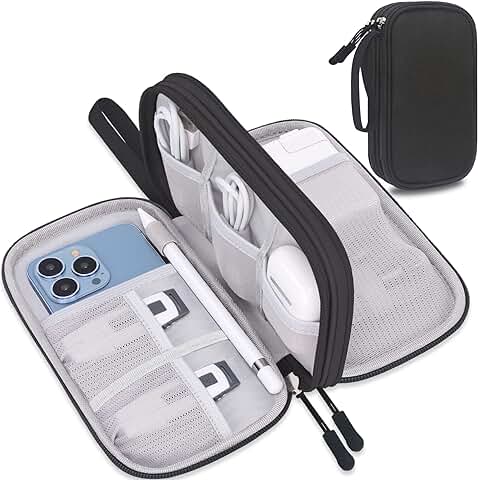 Lacdo Organizador Electrónico Bolsa de Cable de Viaje Bolsa Accesorios Electrónicos de Tecnología Estuche de Estuche de Cargador para Cable, Cargador, Teléfono, Auricular, Banco de Energía, Negro  