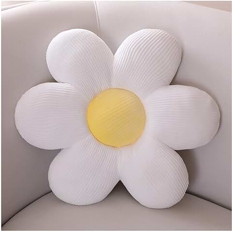 LANFIRE Almohada de Flores Cojín de Piso Cojín de Asiento de Silla Almohada Decorativa Almohada Sofá Cama (40CM, White Yellow)  