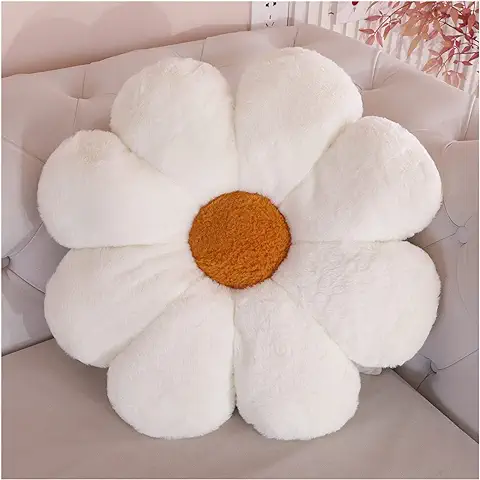 LANFIRE Almohada de Flores de Peluche Cojín de Suelo Cojín del Asiento de la Silla Almohada Decorativa Sofá Cama Almohada (40CM, White Brown)  