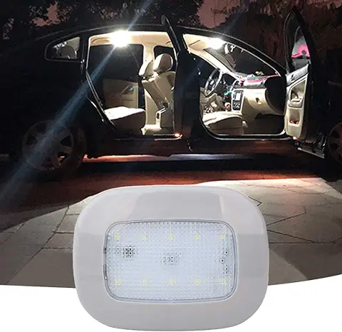 Las Luces del Techo del Automóvil se Iluminan con una luz de Cúpula Magnética con USB Universal Inalámbrico Recargable 10 LED para Placa Interior y Lectura de Coche (Blanco)  