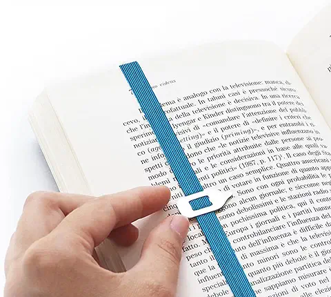 Lastword Bookmark, Marcapaginas Originales, Marcadores Elastico de Libros con Deslizador de Metal, no Pierdas el Signo - Regalos Originales para Hombre y Mujer – MADE IN ITALY (Azul)  
