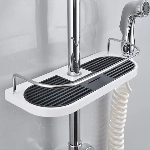 LATERN Estante De Baño para Riel De Ducha, Soporte Organizador De Estante De Ducha De Baño De Aluminio para Acondicionador De Champú con Jabón (19 Mm -25 Mm)  