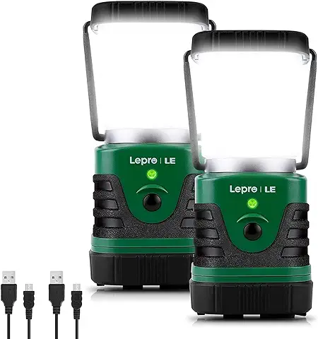 LE Linterna de Camping Recargable, Lámpara de Camping LED 1000lm, Farol Camping 4 Modo Luz de Emergencia, Luz de Carpa Resistente al Agua para Acampar, Caminar, Pescar, Cortes de Energía y Más, 2 pack  