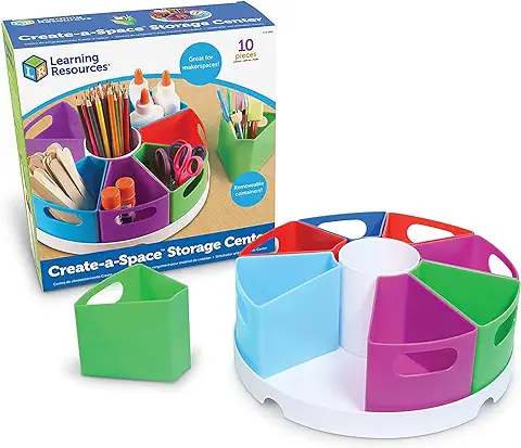 Learning Resources Recursos de Aprendizaje Centro Create-a-Space - L30.5cm x W30.5cm H11.5cm - Aula, Hogar, Artes y Manualidades, Carrito de Almacenamiento  