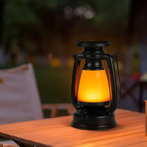 LED Lampada para Campeggio, Blumacht Retrò Lámpara Vintage Decorativa, Recargable Luces Solares LED Exterior con Efectos de Llama, IP65 Impermeable Farolillos Solares Exterior con Clips para Jardín  