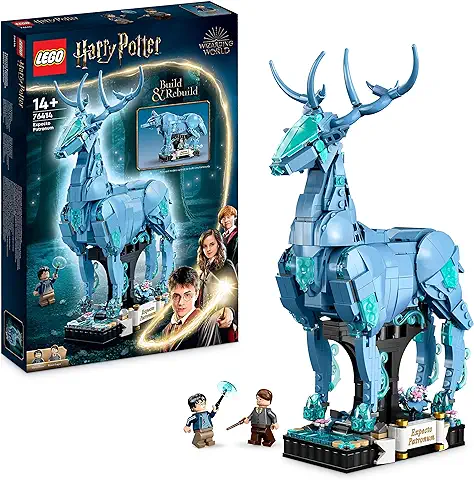 LEGO 76414 Harry Potter Expecto Patronum, Set 2-en-1 Figuras Animales de un Ciervo y un Lobo, Decoración Accesoria para Dormitorio, Regalos Mágicos Coleccionables para Adolescentes y Adultos  