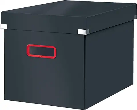 Leitz, Caja de Almacenaje Grande Click and Store con Tapa, Cartón Duro de Primera Calidad para tu Hogar y Oficina, Gama Cosy, Gris Terciopelo, 53470089, Grande  