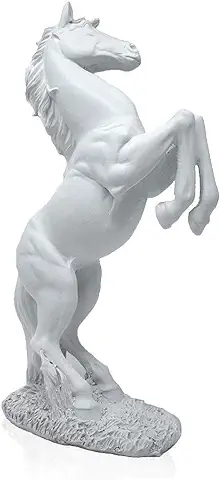 LEPENDOR Estatua de Resina de Caballo de pie para la decoración del hogar Escultura de Adorno Animal Escultura Decorativa de estatuilla de Arte de Caballo de cría (Blanco)