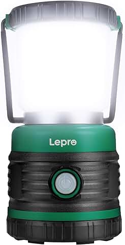 Lepro Linterna de Cámping 1500 Lúmenes, Lámpara de Cámping con Pilas, Luz de Cámping 4 Modos de Iluminación, Impermeable IPX4, Farol de Cámping para Cortes de Energía, Senderismo, Emergencia, Pesca  