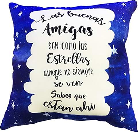 LINFORMAL COJIN Personalizado con Relleno PEQUEÑO Amigas Originales con Mensaje | COJIN ANTIESTRES para Regalo Amiga | Medidas 18X18 |  