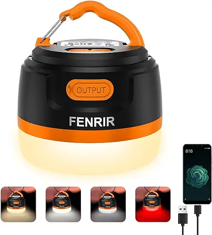 Linterna Camping LED 5000 mAh Lampara Camping Recargable USB con 8 Modos Luz Camping con Imán Fuerte Integrado IP66 Resistente al Agua de Luz para Senderismo, Emergencia, Averías, Pesca (Orange)  