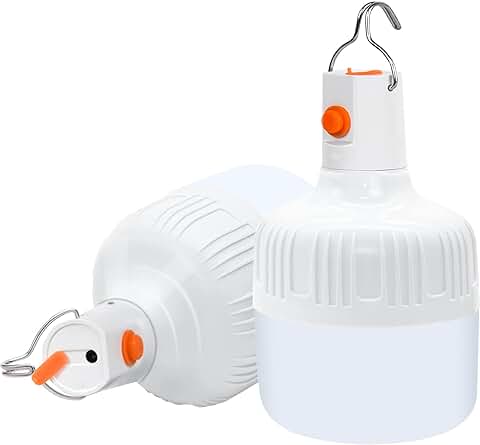 Linterna de Camping 2PCS, Recargable por USB Farol de Acampada 600 Lumen, Bombilla de Luz LED Portátil Lámpara Exterior Impermeable Luces de Tienda para Camping Senderismo Pesca Jardín  