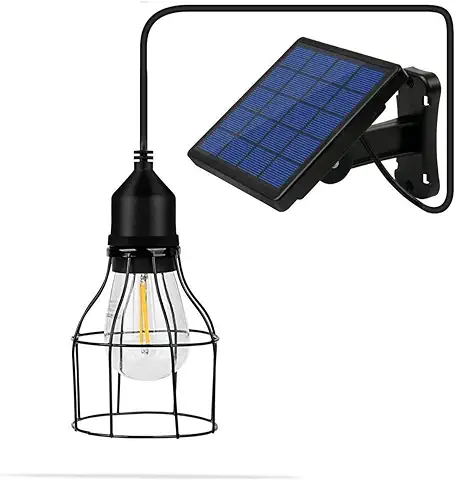 Lixada - Lámpara Solar para Exterior, E27, Lámpara de Techo para Exterior, Lámpara Sensible con Pantalla de Lámpara LED Solar con Cuerda para Jardín Yard Home (farol)  