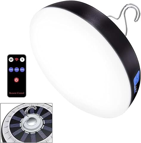 Lámpara Camping Recargable, Solar Linterna Camping LED 2000LM, Luz Blanca Cálida 4 Modos, Lampara Tienda Portatil Luz Camping Magnético, Accesorios Camper, Luces Emergencia, Cortes de Energía  