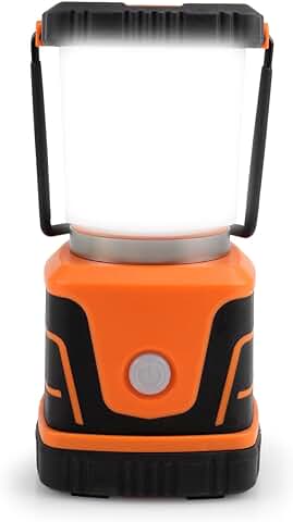 Lámpara LED de Camping Superbrillante de 1500 Lúmenes, 4 Modos de luz, Funciona con Pilas, Adecuada para Caminatas Nocturnas, Iluminación de Tienda, Emergencias, Apagones (Naranja)  