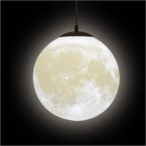 Lámpara Techo Luna,3D Lampara Luna Colgante,Decoracion Lampara Planeta Techo Colgante LED para Salón,Dormitorio,Pasillo,Restaurante,Habitación,Mesita Noche,(Bombilla no Está Incluida),22cm  