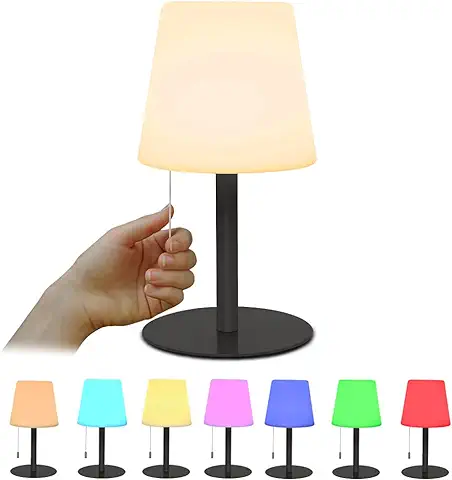 Lámparas de mesa 7 Colores RGB Lámparas de Mesita de Noche Recargable LED de luz Nocturna Lámpara de mesa Regulable Portátil Inalámbrica, Lámpara de Estado de ánimo para Dormitorio de Niños  