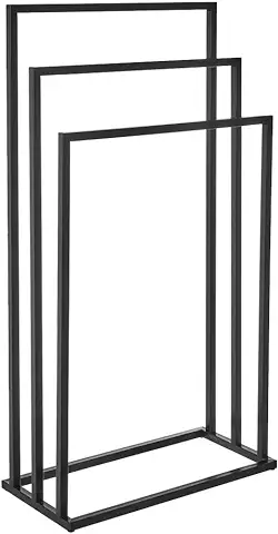 LOLAhome Toallero pie Múltiple Negro de Metal de 45x21x84 cm  